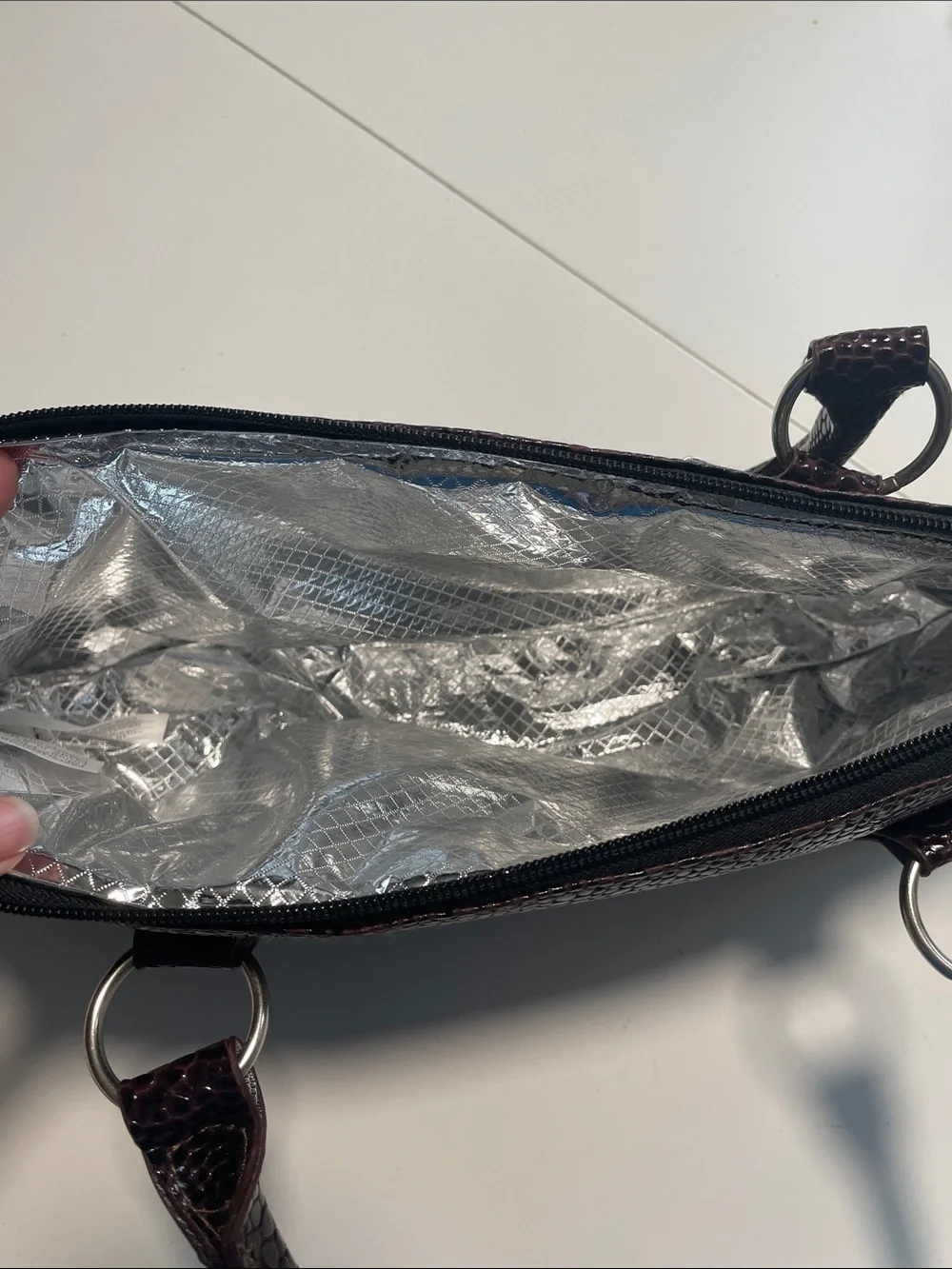 Wine Bag Deep Burgundy Croc-Embossed Leather